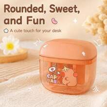 1pc Random Cute Capybara Dual-Hole Pencil Sharpener, Portable 8mm/12mm Sharpener With Transparent Debris Box, Compact Desktop Stationery Tool For School Office Pencil Case - Multicolor - View 7
