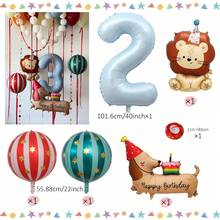40 Inch Light Blue Number 0-9 Balloon Set, Cute Lion And Dachshund Balloon Circus Theme Suitable For Birthday Party Decoration, Children's Photo Booth Props, - View 14
