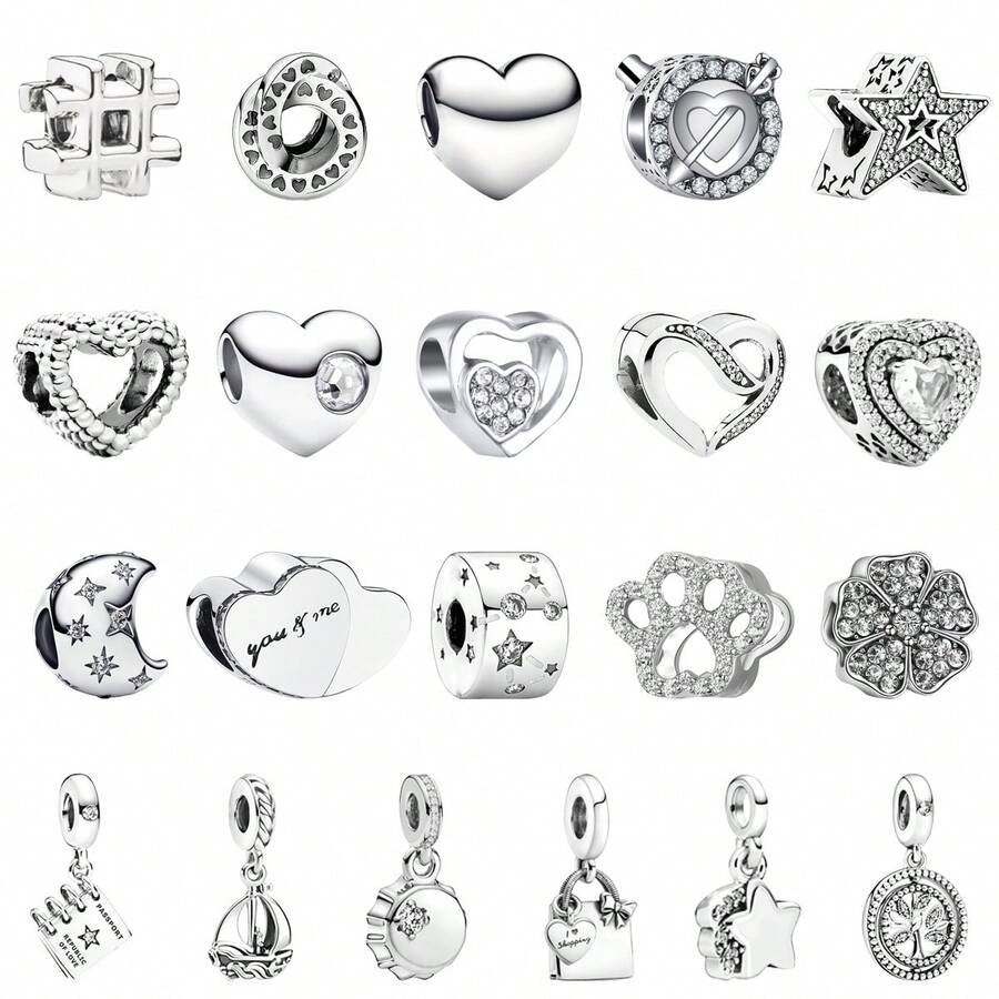 1Pc Silver Pendant Beads, A Classic Minimalist Style Travel Pendant Bead, Suitable For Making Handcrafted Bracelets, Necklaces And Jewelry Accessories - Silver - View 1