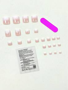 Minimal Jelly Pink Gradient Square Toenail Patch, 24Pcs Wearable Press-On Fake Nails Set For Daily Dating, Afternoon Tea And Outgoing Nail Supplies Nails - Multicolor - View 2