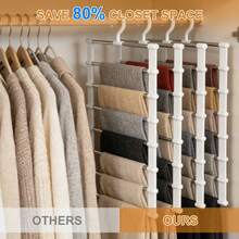 1/4 piezas Perchero multicapa para pantalones, estante de acero inoxidable de 7 niveles ahorrador de espacio, estante de almacenamiento antideslizante para jeans, ahorra 80% del espacio del armario, estante de almacenamiento colgante para pantalones, toallas, bufandas, organización de dormitorio y residencia estudiantil - Multicolor - Ver 5