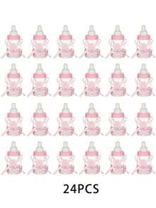 12/24Pcs Shower Party Small Gift Pink Blue Bottle Candy Box, Baby Gift Party Small Gift, Party Cake Table Decoration, Party Supplies - Multicolor - View 12