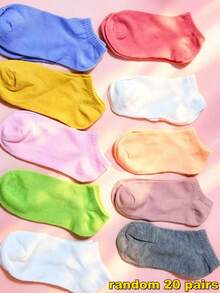 20 Pairs Women's Random Style Invisible Fashion Simple Versatile Cute Short Socks, Suitable For Daily Wear - Multicolor - View 6