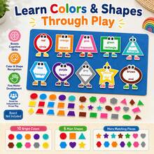 Quixorblex Large Eye-Shaped & Color Sorting Felt Matching Set, Geometric Shape Recognition Educational Felt Pieces, Classroom Teaching Aids, Home Learning Cognitive Training & Back-To-School Educational Supplies - Multicolor - View 2