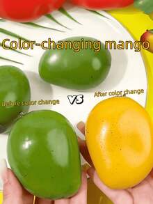 1 pieza Juguete antiestrés de mango que cambia de color, cambia de amarillo cálido a verde, juguete de apretar súper suave de rebote lento, juguete de fruta realista y lindo para los dedos, adecuado para adultos - Multicolor - Ver 1