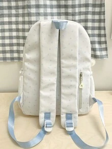 Mochila con patrón de estrellas dulces para niñas, mochila escolar ligera con múltiples bolsillos, mochila linda para uso diario y viajes, accesorio versátil esencial para la temporada de regreso a clases - Multicolor - Ver 4