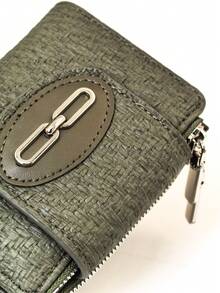 MINGYOU Women's Long Soft Exquisite PU Phone Wallet, Fashionable Clasp Double Zipper Large Capacity Multifunctional Wallet Card Holder, Lightweight Minimalist Clutch Bag Suitable For Holiday Gift - Army Green - View 3