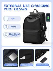Multi-Pocket Casual Backpack Unisex, Waterproof Durable Work School Travel Backpack, Laptop Compatible, Lightweight Breathable Back Design, Adjustable Shoulder Straps, Suitable For School, Work, Travel And Daily Commute, Randomly Distributed New And Old Versions - Multicolor - View 6