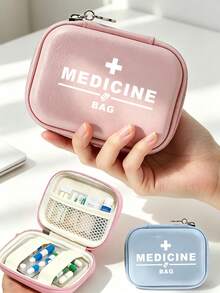 "Medicine" Pattern Printed Portable Pill Organizer Bag, First Aid Kit, Cosmetic Bag, Coin Purse, Suitable For Daily Use/Outdoor/Travel, Convenient To Carry Medicine Storage Bag, Can Organize Medicine, Cosmetics, Phone And Other Small Items, Travel Essential. - Multicolor - View 8