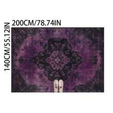 1 pièce Tapis de style persan violet et noir, tapis décoratif, décoration de chambre, petit tapis, tapis, décoration de maison, tapis de salon, tapis de chambre, décoration de maison de salon, tapis d'extérieur, tapis lavable - Multicolore - Voir 14