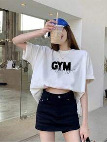200g Pure Cotton T-Shirt, Summer 2025, Women's, New, Short Sleeve, Pure Cotton, Girl's Print, Short Sleeve, Round Neck, Couple's Wear, Round Neck, Women's Top - White - View 1