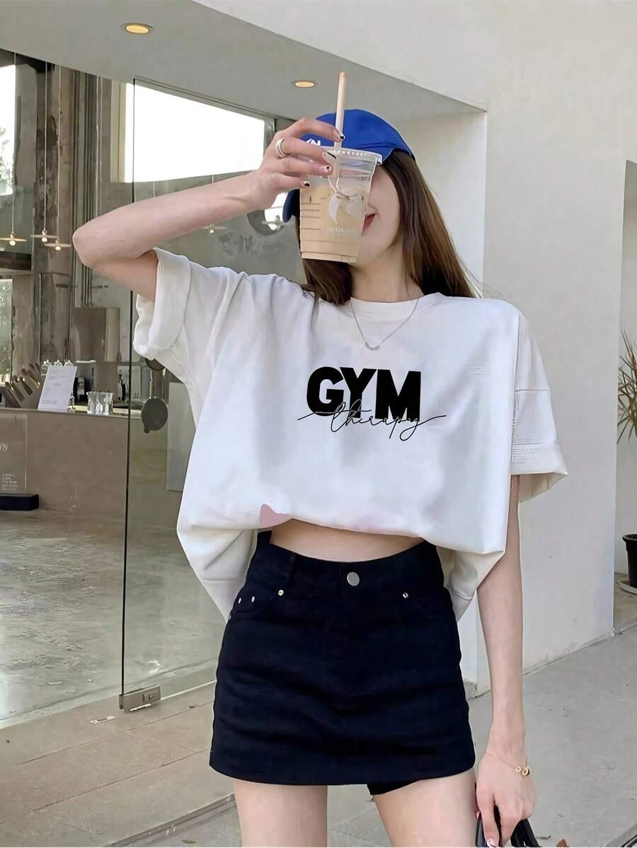 200g Pure Cotton T-Shirt, Summer 2025, Women's, New, Short Sleeve, Pure Cotton, Girl's Print, Short Sleeve, Round Neck, Couple's Wear, Round Neck, Women's Top - White - View 1