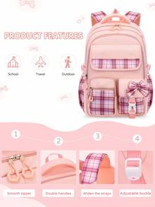 3pcs Bowknot DIY Girls Backpack Strap, Tote Bag And Pencil Case, Backpack For Travel, School, Work, Daily Use, Back To School Gift - A - View 6