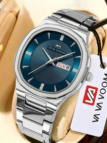VA VA VOOM Luxury Men's Watch, Fashion Stainless Steel Strap, Polygonal Case, Rhinestone Dial,Calendar&Date Quartz Movement, Business Watch For Men - one-size - View 13