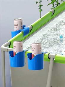 2pcs Poolside Cup Holder, Pool Storage Rack, Outdoor Beverage & Beer Mug Hanging Rack - Multicolor - View 3