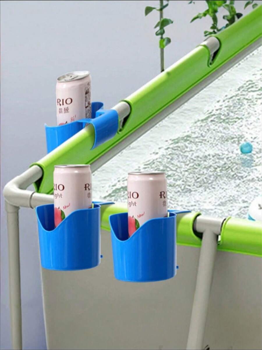 2pcs Poolside Cup Holder, Pool Storage Rack, Outdoor Beverage & Beer Mug Hanging Rack