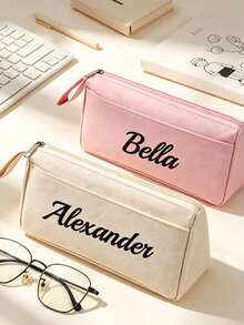Customizable Text Pencil Case Compatible For Pens,Personalized Pencil Case,Back To School Season, Handheld Pencil Bag, Large Capacity Cute Pencil Case For Students, Teachers, School Supplies, Unique Gift For Friends/Classmates/Students - Multicolor - View 3