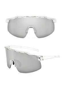 1 Pair Women's Half-Frame Reflective Mercury Frame Windproof Sand-Proof Sports Glasses, Suitable For Outdoor Activities, Travel, Driving, Beach, Hiking, Party, Street Style - Red - View 2