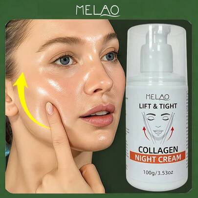 MELAO Lift & Tight Collagen Night Cream 100g/3.53oz, Overnight Anti-Aging Facial Moisturizer, Lifting Tightening Face Cream To Reduce Sagging & Smooth Wrinkles