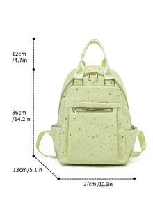 LECEY Women's Diamond Quilted Embroidered Backpack - Green - View 7