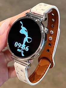 Y2K 時尚可愛銀色亮片閃粉星星細錶帶，兼容 Galaxy Watch Band 7 6 5 4 5 Pro，甜美女孩款人造皮革腕帶附保護殼，兼容 Galaxy Watch 系列 40 43 44 45 47mm - 白色 - 查看 3