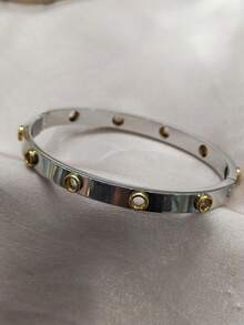 1/2 Buah Perhiasan Set Pernikahan Gelang Cincin Gaya Punk Berlebihan Berlapis Baja Tahan Karat 18K - Perak - View 7