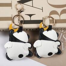 1Pc Kawaii Panda Keychain, Cute PU Leather Charm Pendant With Angel Wing & Moon, Y2K Coquette Aesthetic Keyring For Backpack Car, Gift For Her - Multicolor - View 7