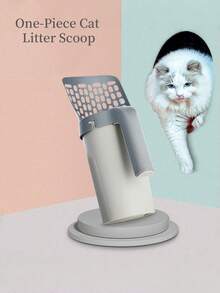 1pc All-In-One Cat Litter Scoop With Built-In Trash Bag Set, Detachable Pet Cleaning Tool, Large Capacity Cat Litter Shovel For Cats And Dogs, Poop Scooper Tool - Light Grey - View 10
