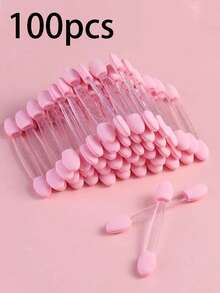 100/50/2pcs Pink Nail Art Sponge Applicator Double-Ended Sponge Brush/Gradient Nail Art Brush, Disposable Double-Ended Eyeshadow Brush, Suitable For Eye Makeup And Nail Art Tools - Multicolor - View 9
