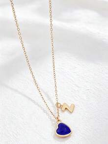 1 pieza Collar con colgante de corazón y letra inicial que cambia de color según el estado de ánimo, personalizado con encanto de alfabeto A-Z, sensible a la temperatura, regalo de joyería para el Día de San Valentín - Multicolor - Ver 36