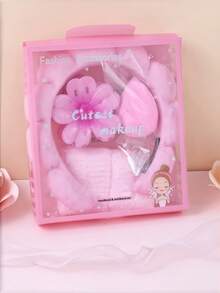 5pcs Thick Flower SPA Headband With Makeup Sponge Gift Box, Cloud Bubble Face Wash Headband, Skincare Hair Accessory - Multicolor - View 4