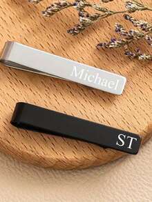 Customized 1pc Men's Tie Clip, Simple Style, Groomsman Proposal Gift Tie Clip, Suitable For Men, Special Occasions, Wedding Gifts - Multicolor - View 9