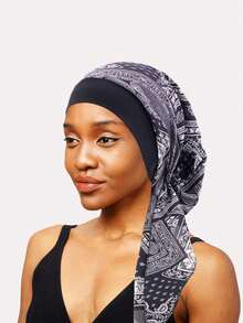 1 Pc Women Wide Brim Elastic Printed Head Wrap, Suitable For Everyday Wear Hair Sleep Cap - Printed Style - View 11