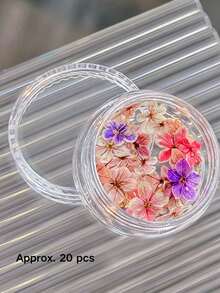 清新碎花美甲飾品 花園迷你五瓣花美甲素材 日系溫柔風 多色可選 約20件裝 天然乾燥花系列 造型略有不同 適用美甲DIY創作 - 彩色 - 查看 12