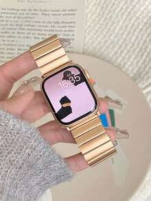Huastonband 1件磁吸式不鏽鋼金屬錶帶，適用於Apple Watch 38mm/40mm/41mm/42mm/44mm/45mm/49mm/46mm，適合Ultra/SE/S10/S9/8/7/6/5/4/3系列。佩戴舒適，適合四季。智慧手錶配件錶帶，女性配件夏季海灘派對聚會、母親節、畢業季、返校學生同學禮物 - 玫瑰金色 - 查看 6