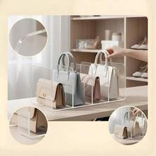 2/3/4pcs Clear PP Material Vertical Divider Bag Organizer Stackable Purse Storage Rack Anti-Deformation Dustproof Moistureproof Visible Design Easy To Clean Space Saving For Closet Wardrobe Dresser Top Handbag Classification Storage - Clear - View 7