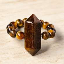 1PC Natural Crystal Chakra Double Point Tower Beaded Stretch Rings, Multiple Types Polished Healing Spiritual Meditation Crystal Jewelry Gift - Double-pointed Bead Ring - View 10