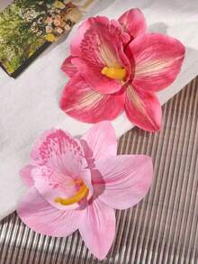 2件/1件 女款 12.2cm/4.80in 海灘花朵紅粉色人造花髮夾，時尚百搭高級優雅極簡純色側夾，浴室髮飾，適合日常外出、休閒、派對、通勤、海灘度假、紮髮、馬尾、盤髮、洗臉、沐浴、化妝、搭配衣著、髮飾、髮配件、抓夾 - 彩色 - 查看 4