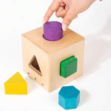1 Set Wooden Shape Matching Montessori Early Education Toy, Geometric Shape & Color Recognition, Multi-Hole Design For Hand-Eye Coordination Training, Educational Enlightenment Teaching Aid, Suitable For Parent-Child Interaction & Role Play - 彩色 - 查看 9