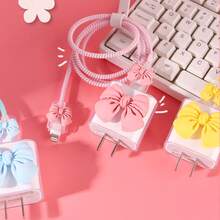 5 cái vỏ bảo vệ sạc hình nơ tương thích với cáp dữ liệu Apple 18/20W, vỏ bảo vệ cáp điện thoại tương thích với Apple 17/16/15/14/13 - Nhiều màu - Xem 4