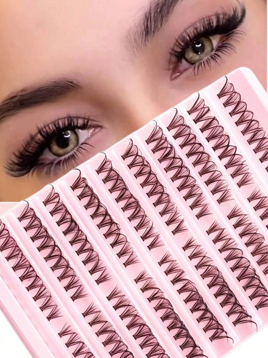 European & American Style Personalized Cluster False Eyelashes, Voluminous & Curled, 10 Rows Large Capacity DIY Segmented Eyelashes - 查看 1