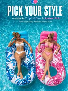 Inflatable Pool Floats Lounger Adult For Swimming Pool, Pool Float Lounge Raft Floaties Water Floating Recliner Chair With Cup Holders Foot Rest Swimming Floaty Hammock For Beach Swim Party (Random Color/Style) - Multicolor - View 8