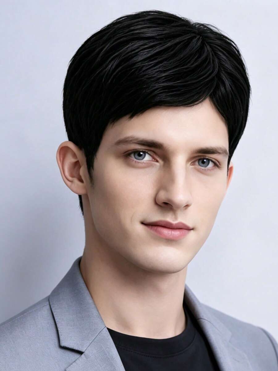 Men's Short Wig, Black Everyday Style, Can Cover Baldness And Gray Hair, Suitable For All Men. - Black - View 1