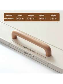 Pegangan Furnitur Kayu Minimalis Modern Warna Kayu Alami Tarikan Laci Lemari Dapur Aksesori Perangkat Keras Furnitur Kayu Solid - pohon beech - View 16