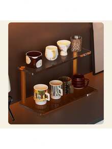 1pc Modern Multi-Layer Cosmetic Storage Rack - Built With Sturdy Wood And Acrylic Materials, Space-Saving Countertop Storage Shelf With Practical Shelves, Suitable For Walls, Bathrooms, Etc. - Multicolor - View 4