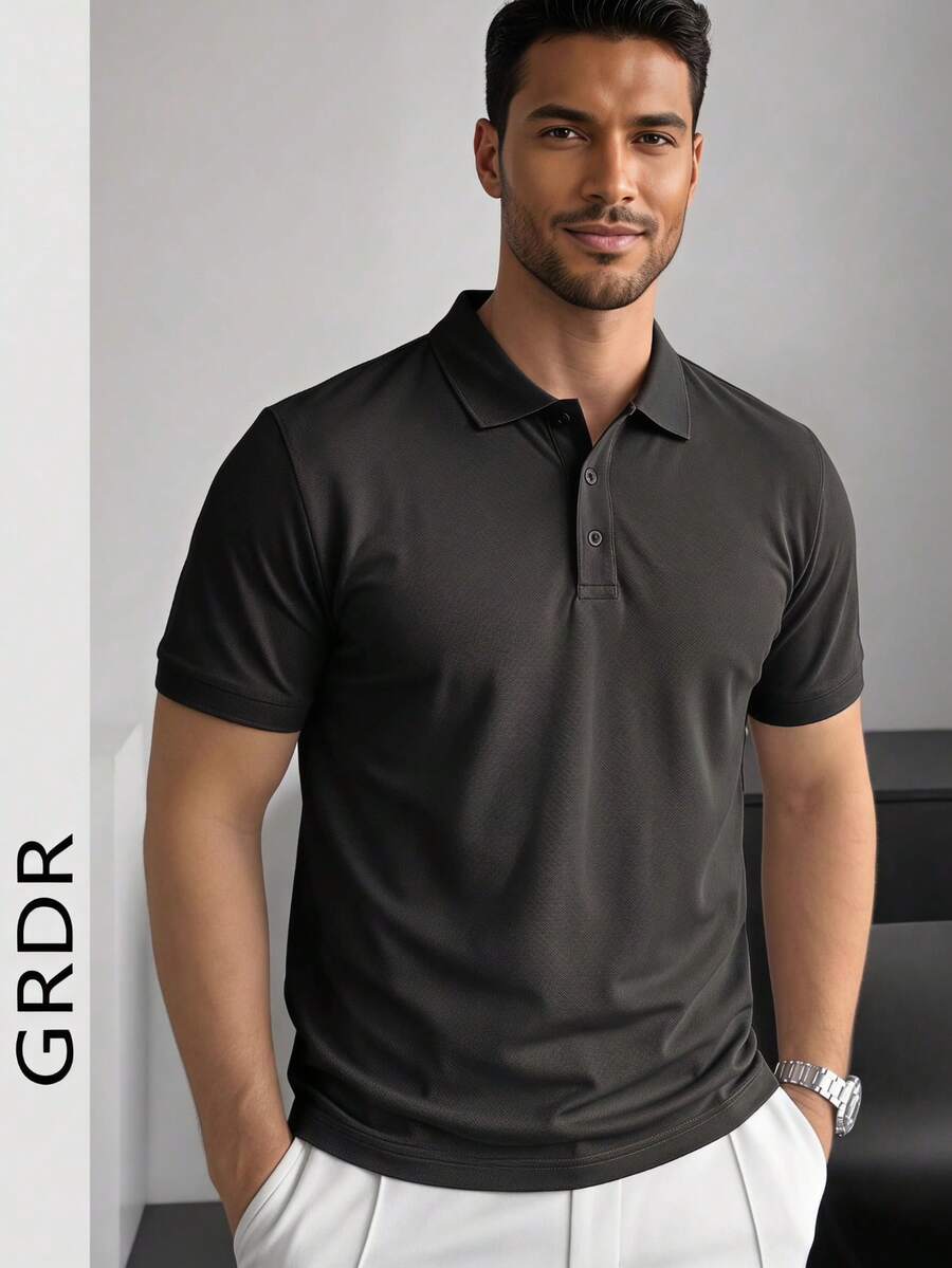 GRDR 男士纯色 Polo 衫，休闲百搭通勤短袖