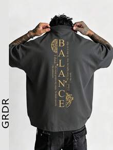 GRDR Men's Fashionable Printed Loose Short Sleeve T-Shirt | Exquisite Design | Summer Essential | Easy To Match, Showcasing Your Style - Dark Grey - View 1