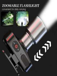 2/1pc Zoomable LED Headlamp With Stepless Dimming, Rechargeable Type-C Headlight With 3 Modes For Outdoor Activities For Outdoor And Indoor Use - 內建電池 - 查看 4