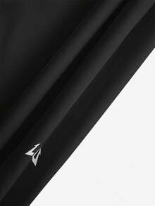 Men's Plus Size Black Trident Small Logo Digital Print Single Layer No Lining Drawstring Elastic Waist Casual Vacation Beach Shorts - Black - View 5