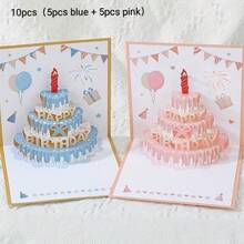 1PC/5PCS/10PCS Hot-Selling Creative Premium 3D Pop-Up Cake Colorful Cute Folding Birthday Greeting Card With Gift Envelope - Cake Greeting Cards - View 9